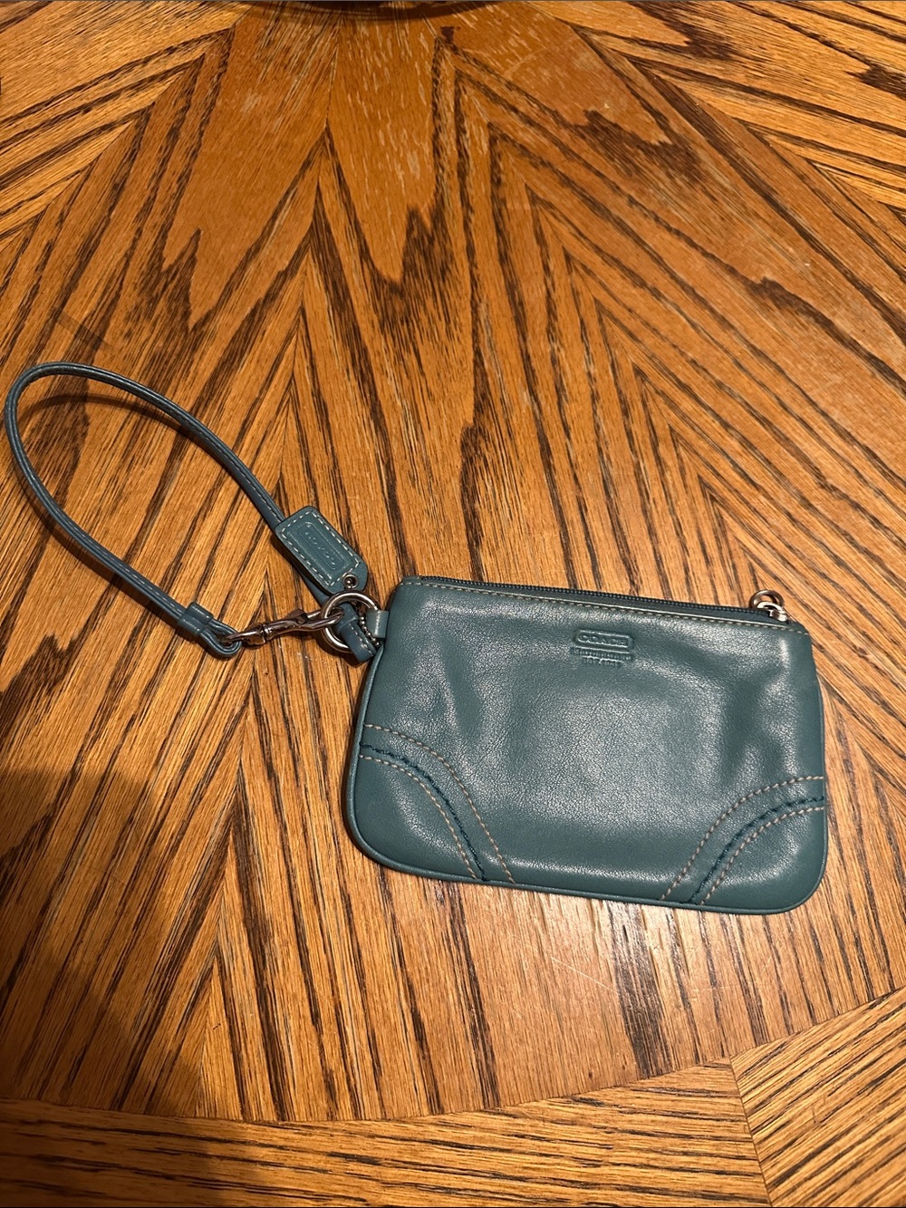 Coach Teal Leather Wristlet Clutch